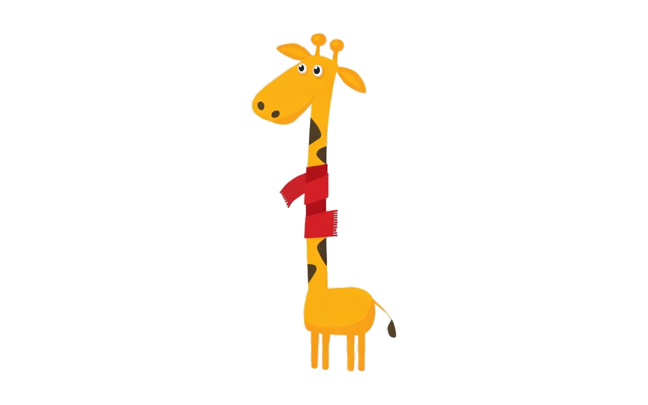 Giraffe - cartoon giraffe wearing a red scarf